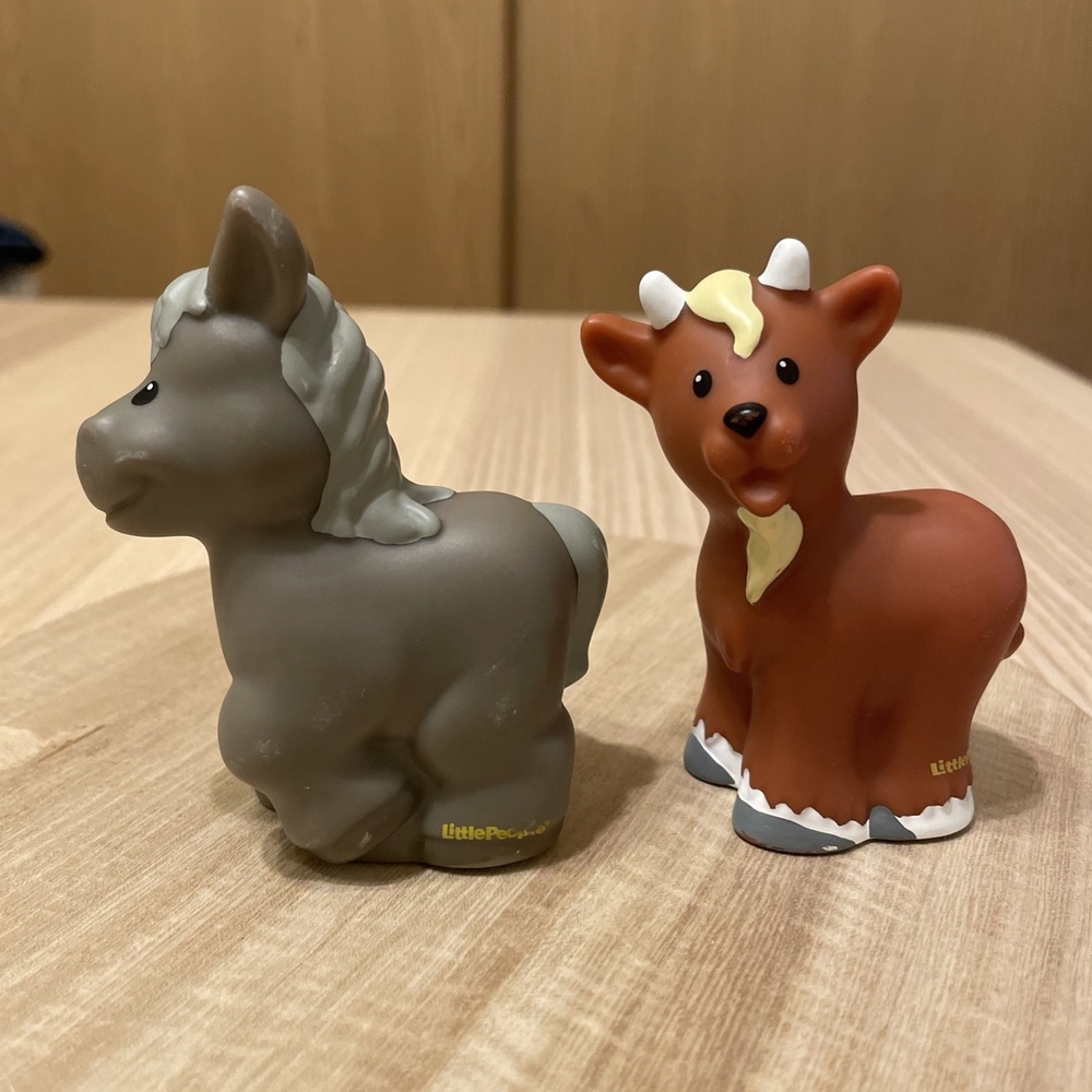 Fisher Price Little People Goat & Gray Donkey Farm Animal Figure Lot Mattel 2014